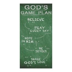 a chalkboard with the words god's game plan written on it