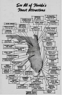 the world's finest attractions are shown in this black and white poster, which features information about where to go