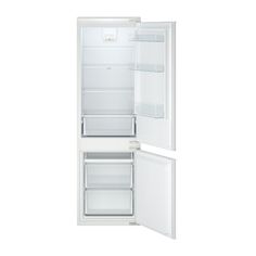 an open refrigerator with the door wide open and no ice maker on it's side