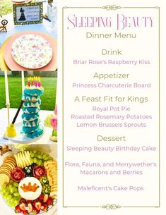 a menu for a princess themed dinner