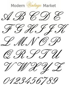 the modern calligraphy alphabet is shown in black ink