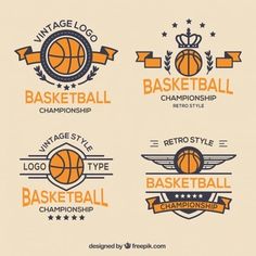 basketball logos and emblems with ribbons