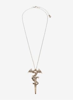 Thorn & Fable Dragon Wrapped Sword Necklace Left Arrow, Right Arrow Icon, Location Icon, Dragon Necklace, Dragon Jewelry, Accessories Jewelry Necklace, Hoodie Girl, Show Off, Hot Topic