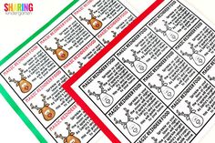 two christmas themed printables with red and green lines