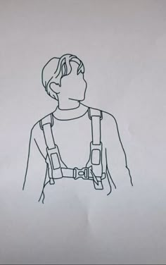 a drawing of a man with suspenders and a camera in his hand is shown