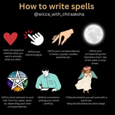 how to write spells in the dark with pictures and text on it, including an image of