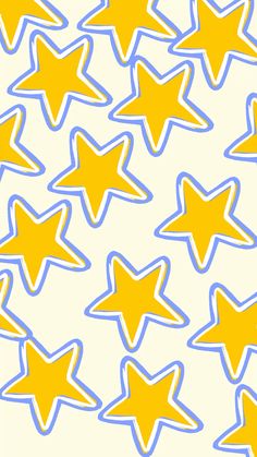 yellow and blue stars are arranged in the shape of small stars on a white background