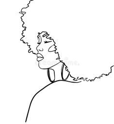 a black and white drawing of a woman with her hair blowing in the wind royalty illustration