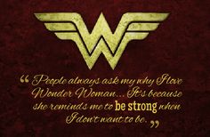 wonder woman quote on red background with gold lettering