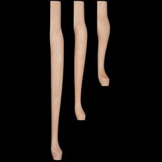 two wooden legs and one leg is shown in three different positions on a black background