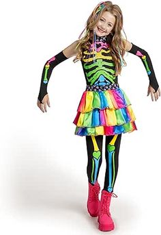 Bones Costume, Rainbow Dash Costume, Funky Punky, Dark Costumes, Toddler Fancy Dress, Skeleton Girl, Star Costume, Role Play Costume, Skeleton Costume