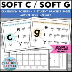 three posters with the letters c, g and y on them for students to use