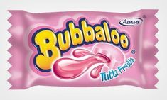 a pink candy bar with the word bubbaloo on it