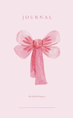 a pink card with an illustration of a bow on it's front and the words journal