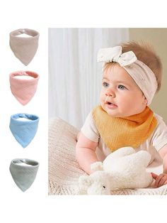 Bavoirs En Mousseline Pour Bébé Et Écharpe Triangulaire Bandana, Tissus Doux Et Absorbants Pour Lalimentation Du Nourrisson, 2 Pièces Multicolore    Polyester  Bavoirs en tissu   Baby Supplies, size features are:Bust: ,Length: ,Sleeve Length: Infant Feeding, Muslin Bib, Triangle Scarf, Baby Supplies, Girls Sweet, Cherry Print, Elegant Dresses Long, Boho Women, Kids Sports