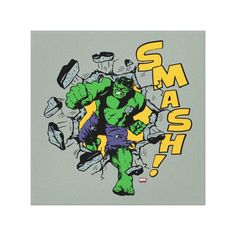 an image of the incredible hulk smash canvas print on a grey wall mounted art piece