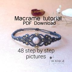 the macrame bracelet is shown with instructions to make it look like an intricate beaded