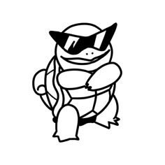 a black and white drawing of a turtle wearing a hat, goggles and sunglasses