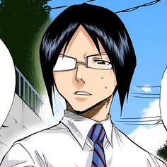 an anime character with glasses and a tie