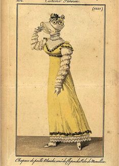 Early 19th Century Fashion, Walking Dress, Riding Habit, Empire Silhouette, Regency Era, Embellished Gown