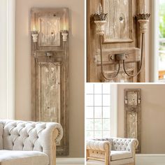 Tall Wall Decor High Ceilings, Sconces Living Room, Wood Columns, Old Shutters, Doors Repurposed, Lighting Plan, Rustic Kitchen Design, Wall Sconces Bedroom, Panel Wall