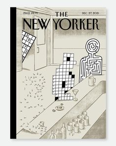 the new yorker magazine cover with an image of a man looking at a maze