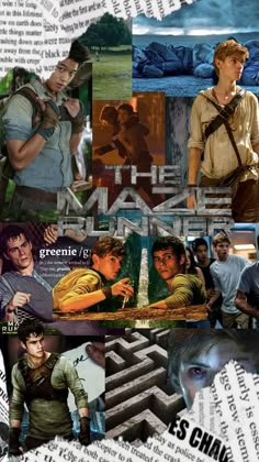 the mazes collage is shown with many different pictures and words on it, including one