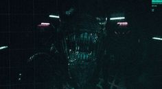 an alien creature standing in the dark with its mouth open