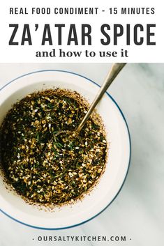 a white bowl filled with spices and herbs