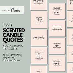 a bunch of business cards with the words,'i sent candle quotes social media template '