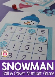 a snowman roll and cover game for kids