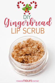 a small jar filled with gingerbread lip scrub