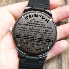 Engraved Wooden Watch - To My Boyfriend - The Day I Met You - W1201 Unique 27th Boyfriends Birthday Gifts, Watch Meaning Gift, What To Engrave On Watch For Husband, Engraved Watches For Men Birthday, To My Future Husband, Wooden Watches For Men, Husband Anniversary, Watch Engraving, To My Wife