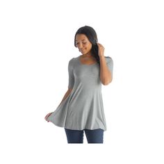 Refresh your wardrobe with this women's 24Seven Comfort Apparel elbow sleeve swing tunic top. Click on this WOMEN'S GUIDE to find the perfect fit and more! Refresh your wardrobe with this women's 24Seven Comfort Apparel elbow sleeve swing tunic top. Click on this WOMEN'S GUIDE to find the perfect fit and more! FEATURES Elbow sleeves ScoopneckFIT & SIZING Regular fit 31-in. length from shoulder to hemFABRIC & CARE Rayon, spandex Machine wash and tumble dry low Imported Size: Small. Color: Heather Stylish Tunic Tops, Tunic Tops For Leggings, Tunic Tops Summer, Stylish Tunic, Short Sleeve Tunic Tops, Summer Tunics, Elbow Sleeve, Elbow Length Sleeve, Top Collection