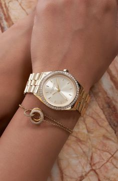 Olivia Burton Bejewelled Bracelet Watch, 34mm | Nordstrom Women Gold Watches Classy Elegant, Best Women Watches, Must Have Jewelry Pieces, Women’s Watch, Watch With Bracelets Women, Watches With Bracelets Women, Watch And Bracelet Stack, Trending Watches For Women, Golden Watch Women