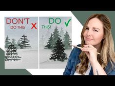 a woman holding a pencil in front of two christmas trees with the words don't do this