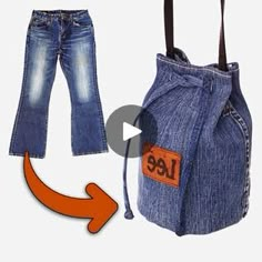 a pair of jeans with the name lee on them and an orange arrow pointing to it