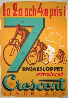 an old poster advertising the seven bicycle races