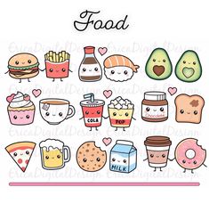 an image of food stickers on a white background with the words'food '