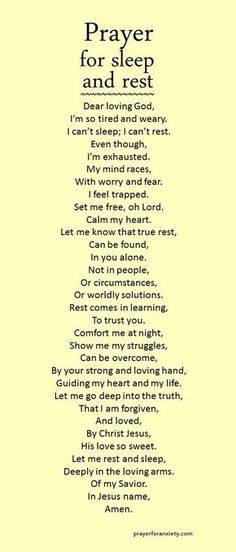 a poem with the words prayer for sleep and rest