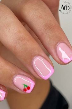 60+ Back to School Nail Ideas - Life with Mar Do It Yourself Nails, Builder Gel Nails, Short Gel Nails, Cherry Nails, Simple Gel Nails, Cute Gel Nails, Nails Spring