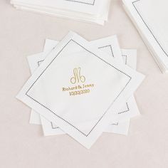 personalized napkins with embroidered monogramming on them