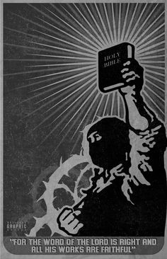 a black and white poster with a person holding up a book