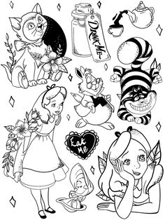 an image of cartoon characters coloring pages