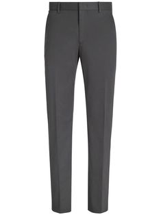 dark grey stretch-cotton tailored cut tapered leg concealed front fastening belt loops two diagonal pockets to the sides two rear button-fastening jetted pockets Luxury Gray Pants, Tailored Gray Straight Pants Bottoms, Luxury Tailored Gray Pants, Luxury Gray Straight Dress Pants, Gray Tailored Trousers, Slack Pattern, Grey Pants Men, Dark Grey Dress Pants, Mens Slacks