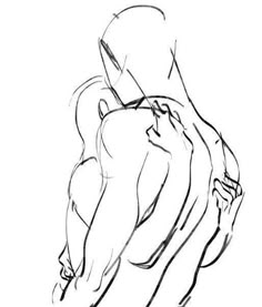 a drawing of a person with their arms around each other