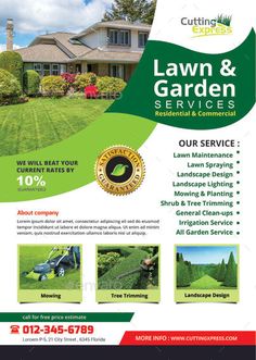 a flyer for lawn and garden services