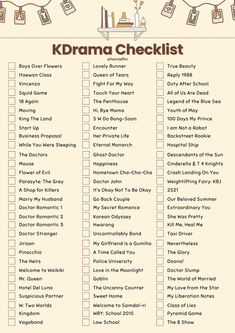 the kdrama checklist is filled with things to do