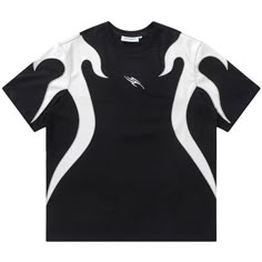 a black and white t - shirt with an abstract design