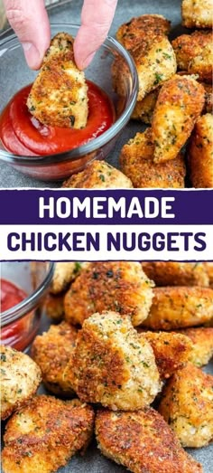 homemade chicken nuggets with ketchup on the side